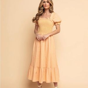 BNWT Rachel Parcell Gingham Puff Midi Dress